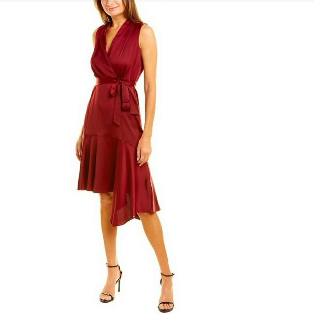 Maison Tara Satin Midi Dress